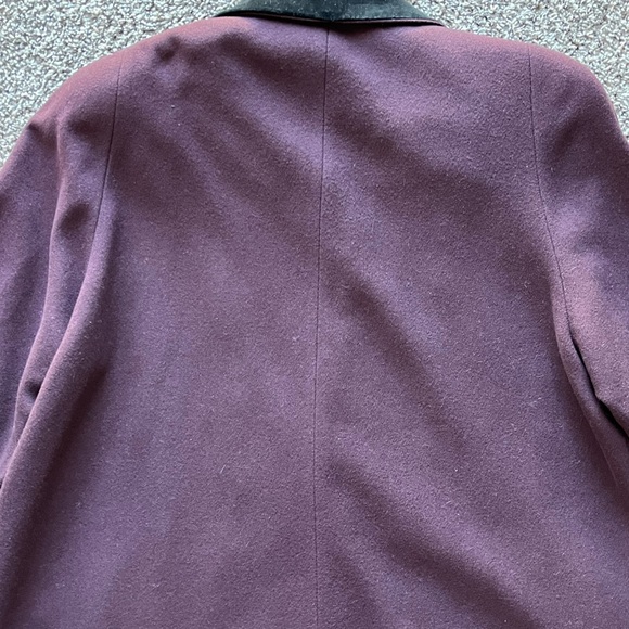 JoD Trench Coat Womens 22W Burgundy 100% Wool Velvet Collar 100% Leather Gloves - Picture 5 of 15